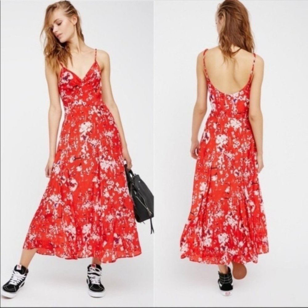 Free People Red Floral Maxi Dress